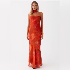 Peppermayo Floral Maxi Dress with Neck Scarf